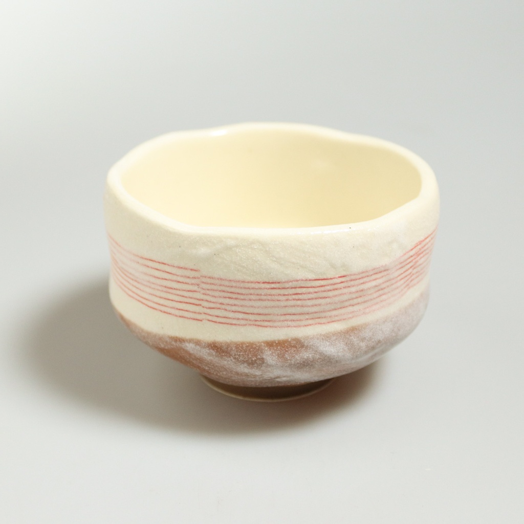 [J288] Petit bol à matcha "Aka Sensuji" en grès de Mino