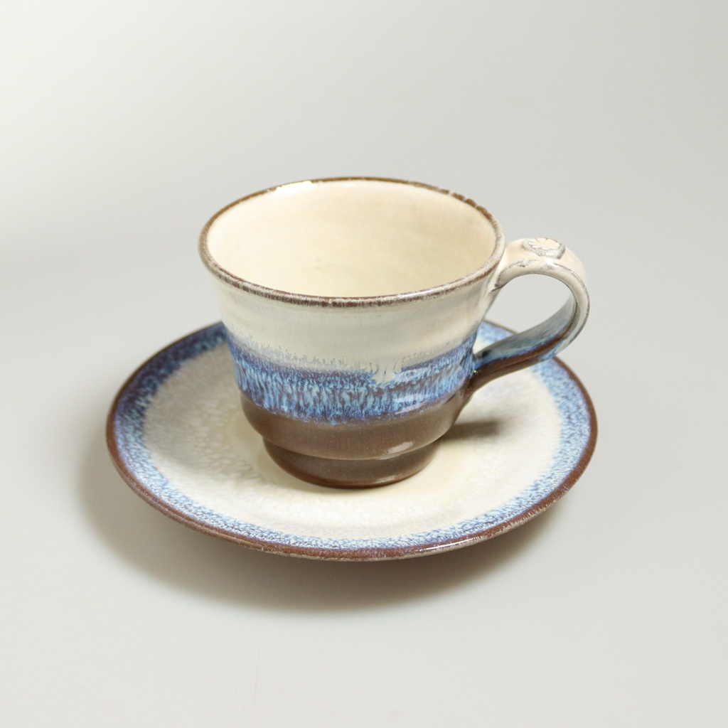 [J363] Tasse et coupelle "Suzuki Saku" en céramique de Mino